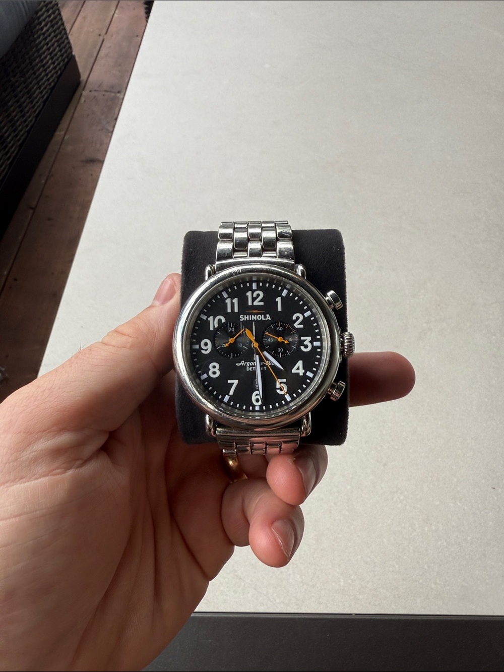 Shinola Runwell Chronograph 47mm Watch with Black Dial
